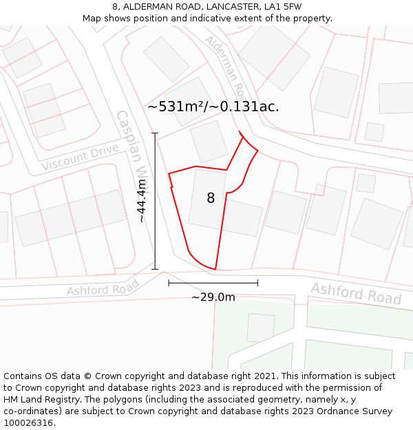 8, ALDERMAN ROAD, LANCASTER, LA1 5FW: Plot and title map
