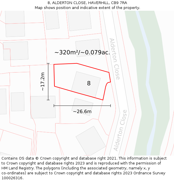 8, ALDERTON CLOSE, HAVERHILL, CB9 7RA: Plot and title map