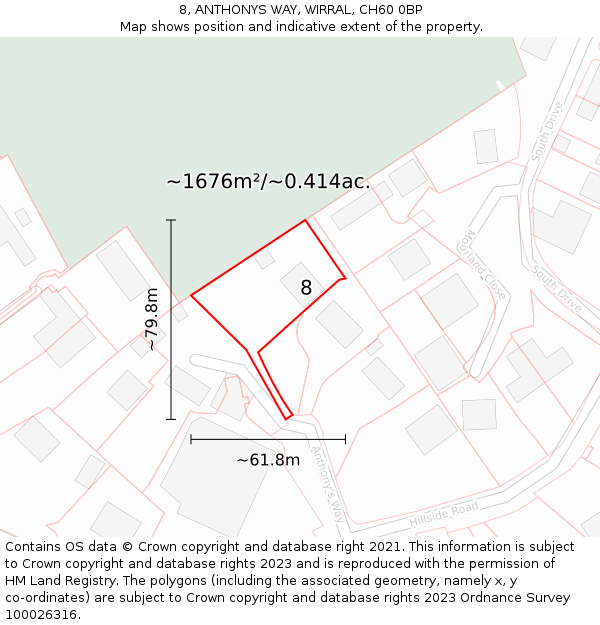 8, ANTHONYS WAY, WIRRAL, CH60 0BP: Plot and title map