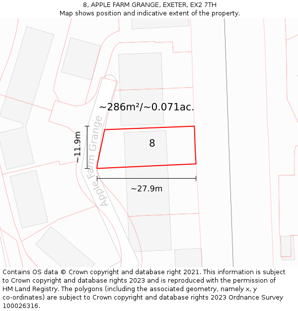 8, APPLE FARM GRANGE, EXETER, EX2 7TH: Plot and title map