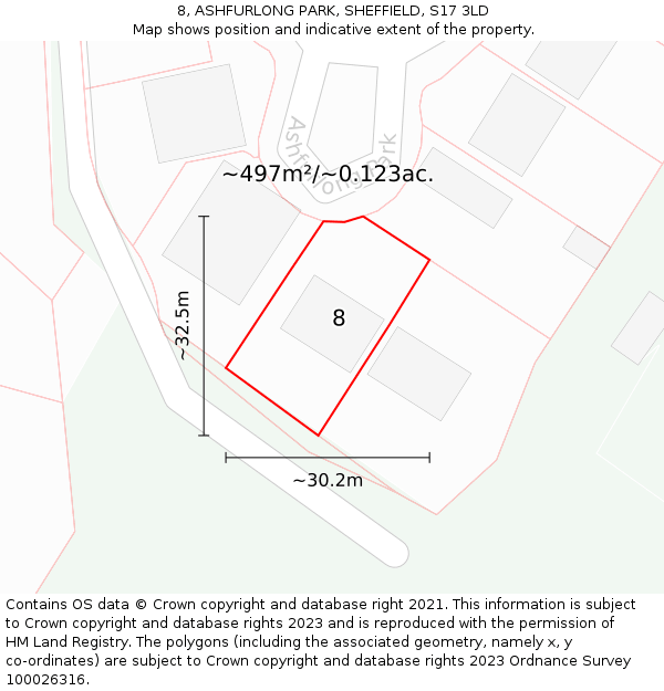 8, ASHFURLONG PARK, SHEFFIELD, S17 3LD: Plot and title map