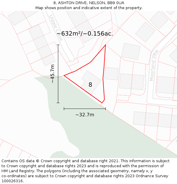 8, ASHTON DRIVE, NELSON, BB9 0UA: Plot and title map