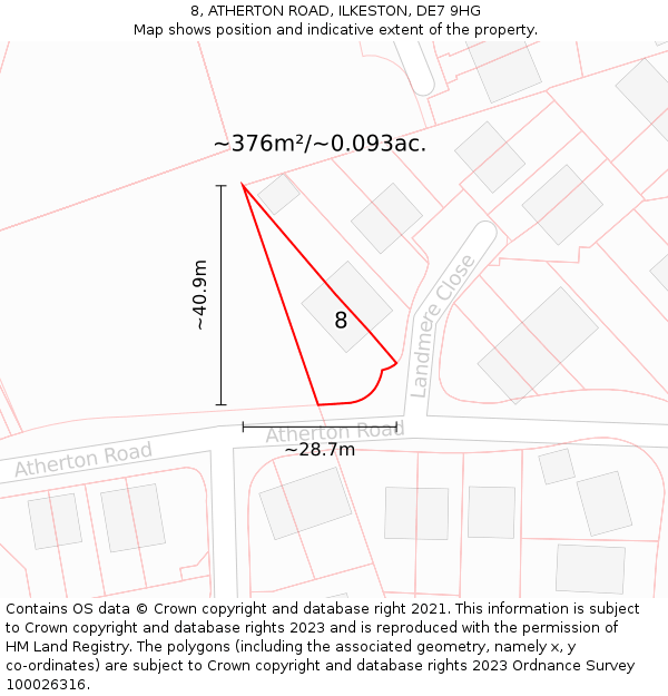 8, ATHERTON ROAD, ILKESTON, DE7 9HG: Plot and title map