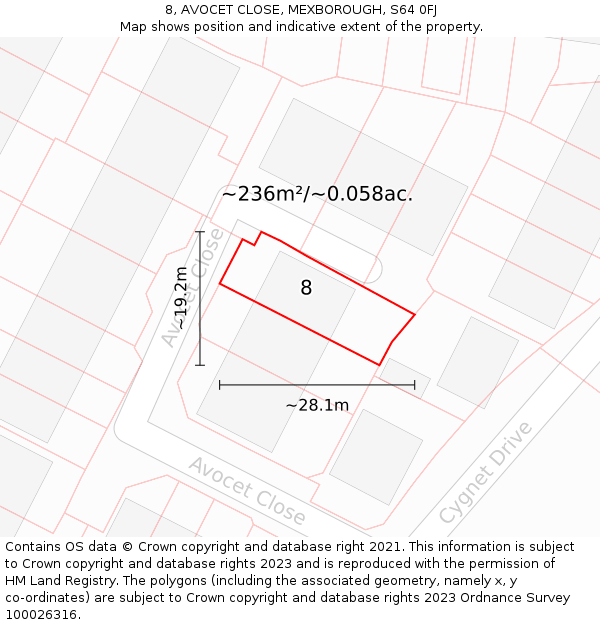 8, AVOCET CLOSE, MEXBOROUGH, S64 0FJ: Plot and title map