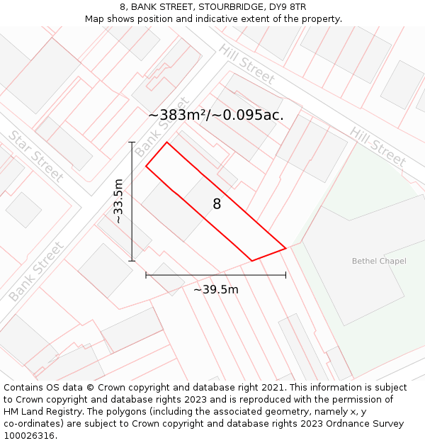 8, BANK STREET, STOURBRIDGE, DY9 8TR: Plot and title map