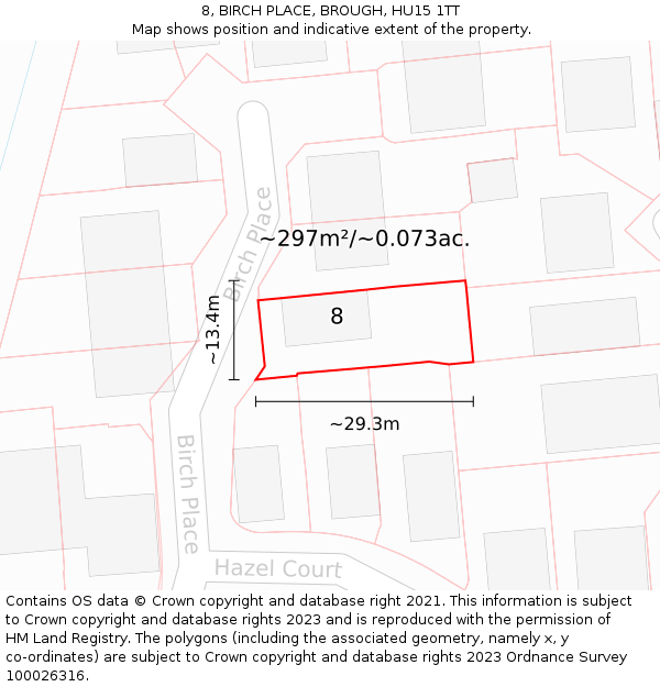 8, BIRCH PLACE, BROUGH, HU15 1TT: Plot and title map