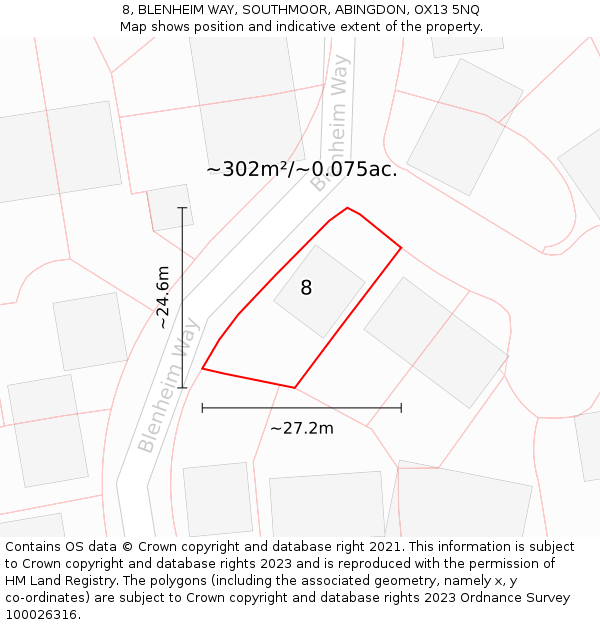 8, BLENHEIM WAY, SOUTHMOOR, ABINGDON, OX13 5NQ: Plot and title map