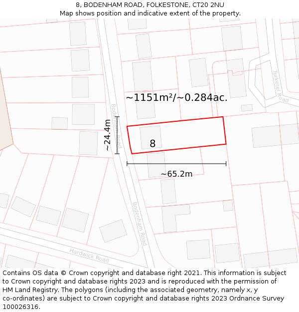 8, BODENHAM ROAD, FOLKESTONE, CT20 2NU: Plot and title map