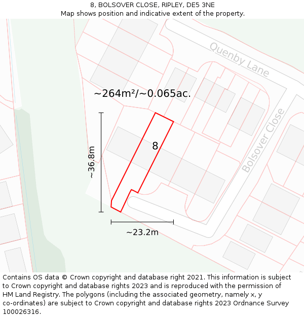 8, BOLSOVER CLOSE, RIPLEY, DE5 3NE: Plot and title map