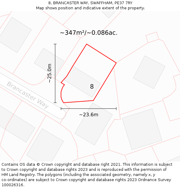 8, BRANCASTER WAY, SWAFFHAM, PE37 7RY: Plot and title map