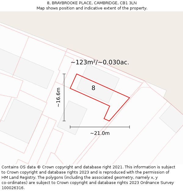 8, BRAYBROOKE PLACE, CAMBRIDGE, CB1 3LN: Plot and title map