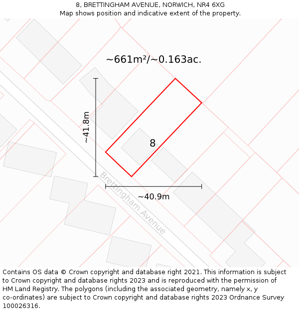 8, BRETTINGHAM AVENUE, NORWICH, NR4 6XG: Plot and title map