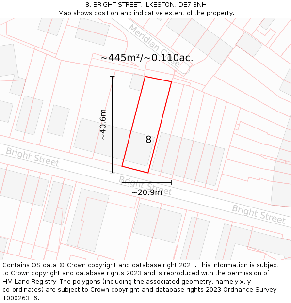 8, BRIGHT STREET, ILKESTON, DE7 8NH: Plot and title map