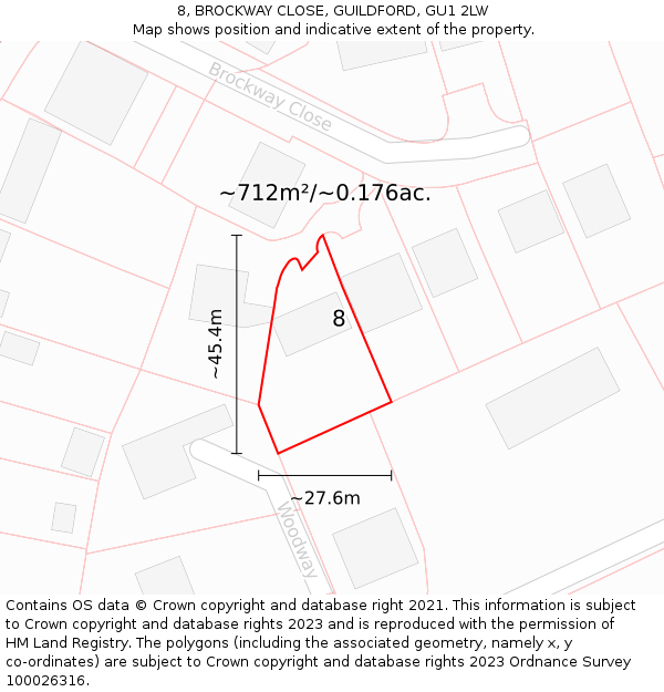 8, BROCKWAY CLOSE, GUILDFORD, GU1 2LW: Plot and title map