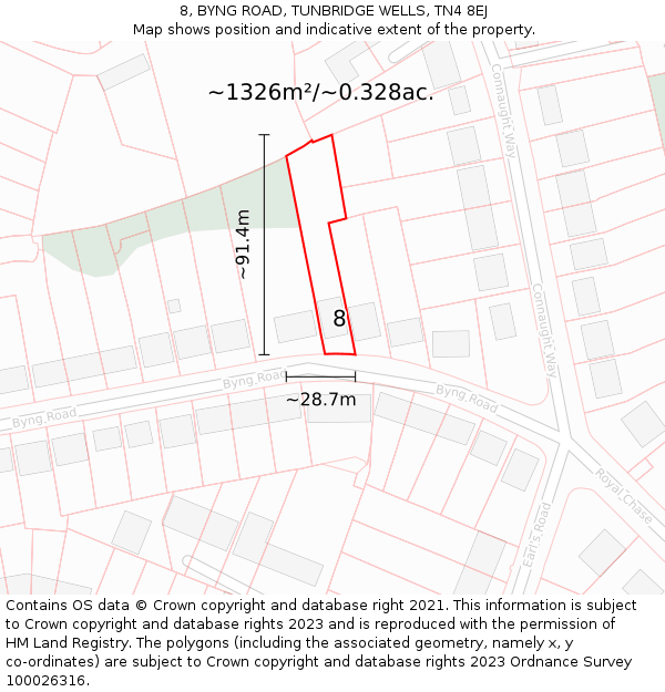 8, BYNG ROAD, TUNBRIDGE WELLS, TN4 8EJ: Plot and title map