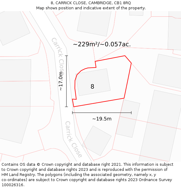 8, CARRICK CLOSE, CAMBRIDGE, CB1 8RQ: Plot and title map