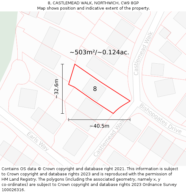 8, CASTLEMEAD WALK, NORTHWICH, CW9 8GP: Plot and title map