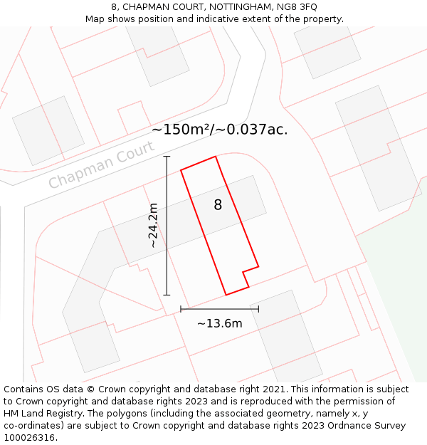 8, CHAPMAN COURT, NOTTINGHAM, NG8 3FQ: Plot and title map