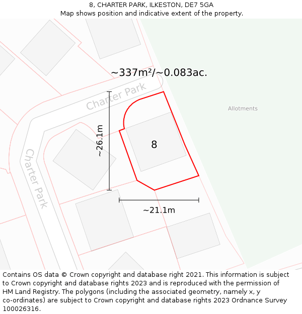 8, CHARTER PARK, ILKESTON, DE7 5GA: Plot and title map