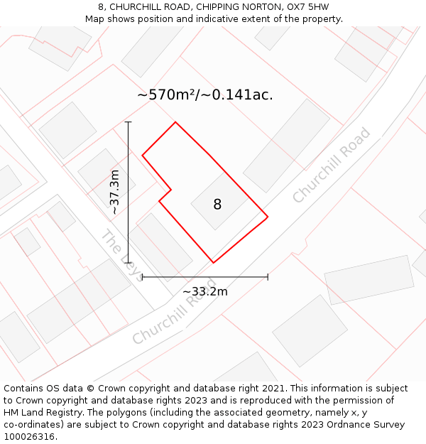 8, CHURCHILL ROAD, CHIPPING NORTON, OX7 5HW: Plot and title map