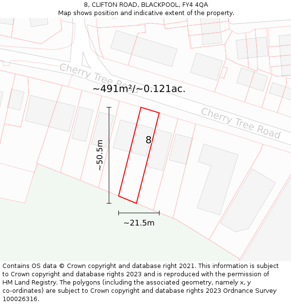 8, CLIFTON ROAD, BLACKPOOL, FY4 4QA: Plot and title map