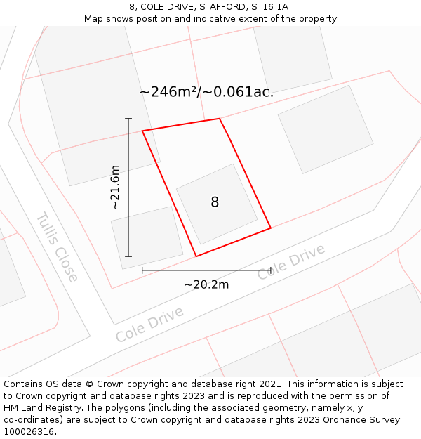 8, COLE DRIVE, STAFFORD, ST16 1AT: Plot and title map