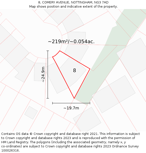 8, COMERY AVENUE, NOTTINGHAM, NG3 7AD: Plot and title map