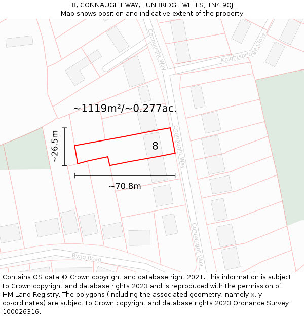 8, CONNAUGHT WAY, TUNBRIDGE WELLS, TN4 9QJ: Plot and title map