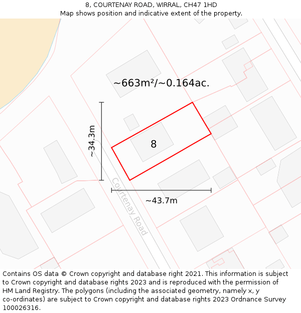 8, COURTENAY ROAD, WIRRAL, CH47 1HD: Plot and title map