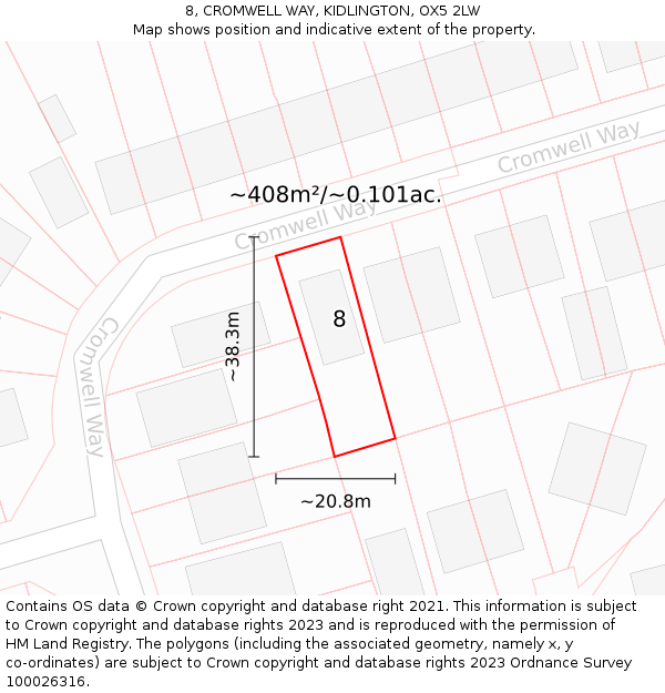 8, CROMWELL WAY, KIDLINGTON, OX5 2LW: Plot and title map