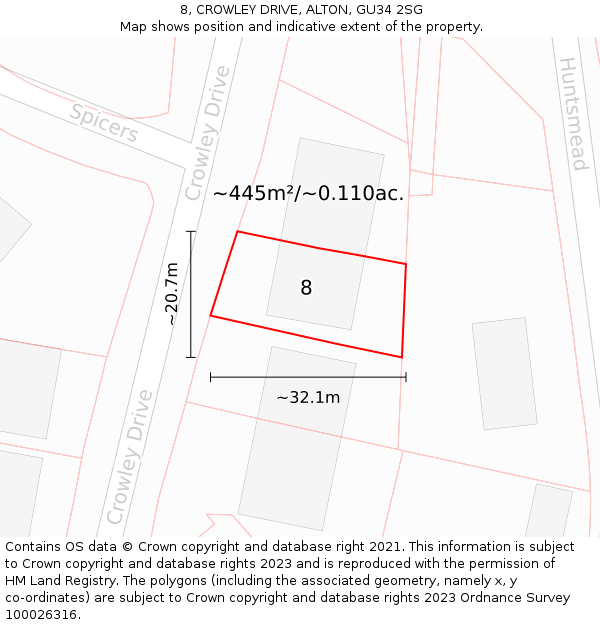 8, CROWLEY DRIVE, ALTON, GU34 2SG: Plot and title map