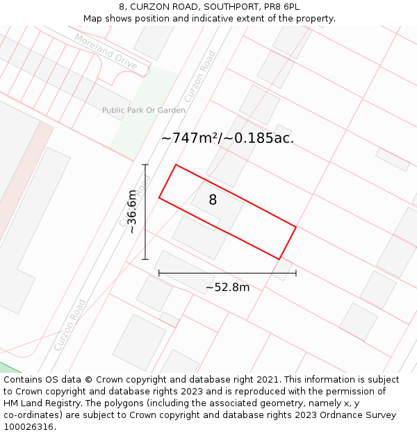 8, CURZON ROAD, SOUTHPORT, PR8 6PL: Plot and title map