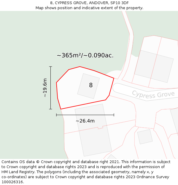 8, CYPRESS GROVE, ANDOVER, SP10 3DF: Plot and title map