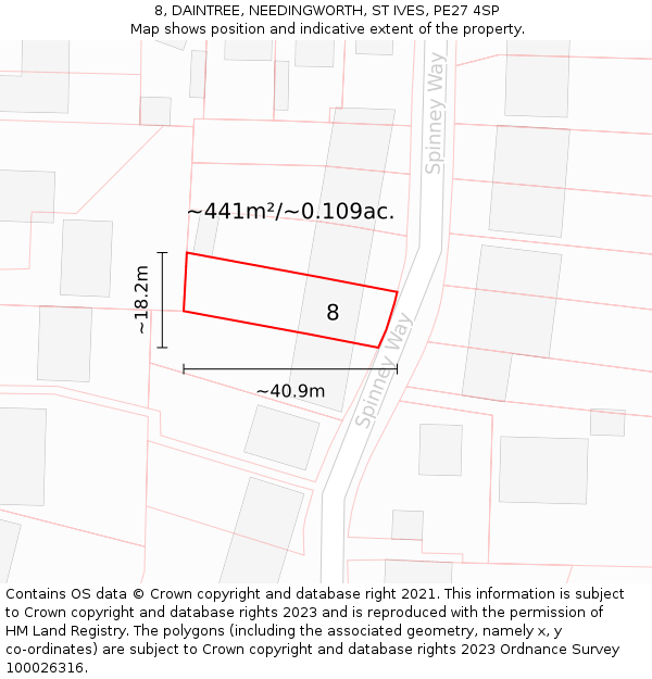 8, DAINTREE, NEEDINGWORTH, ST IVES, PE27 4SP: Plot and title map