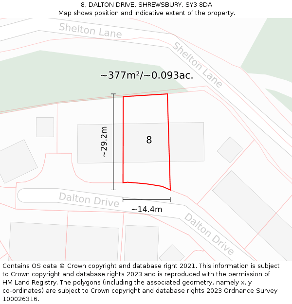 8, DALTON DRIVE, SHREWSBURY, SY3 8DA: Plot and title map