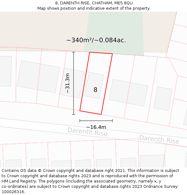 8, DARENTH RISE, CHATHAM, ME5 8QU: Plot and title map