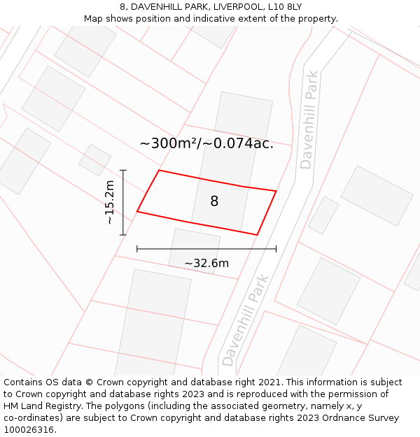 8, DAVENHILL PARK, LIVERPOOL, L10 8LY: Plot and title map