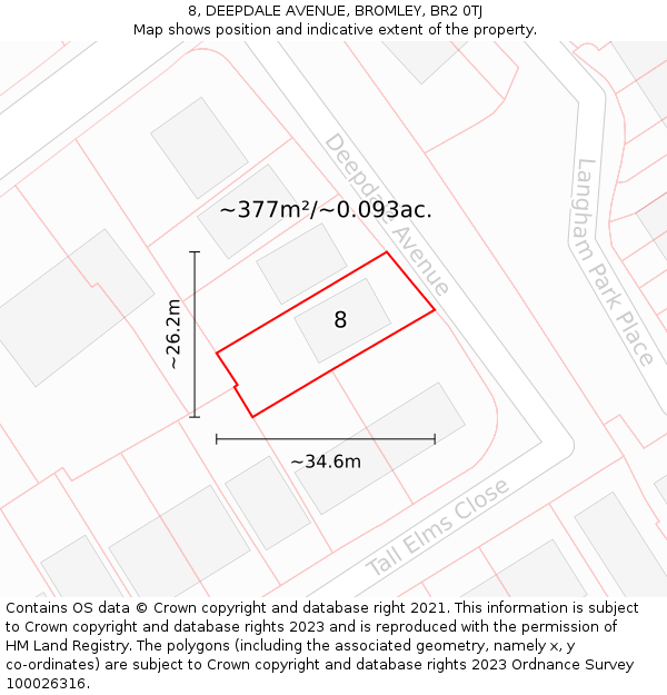 8, DEEPDALE AVENUE, BROMLEY, BR2 0TJ: Plot and title map