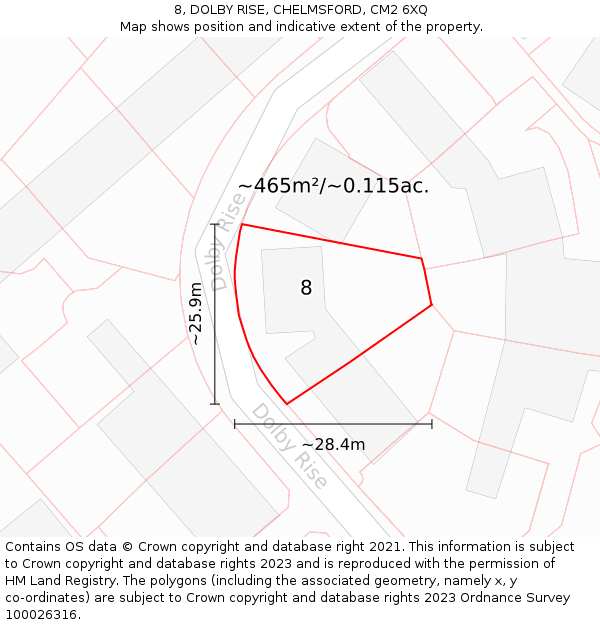 8, DOLBY RISE, CHELMSFORD, CM2 6XQ: Plot and title map