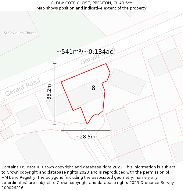 8, DUNCOTE CLOSE, PRENTON, CH43 6YA: Plot and title map