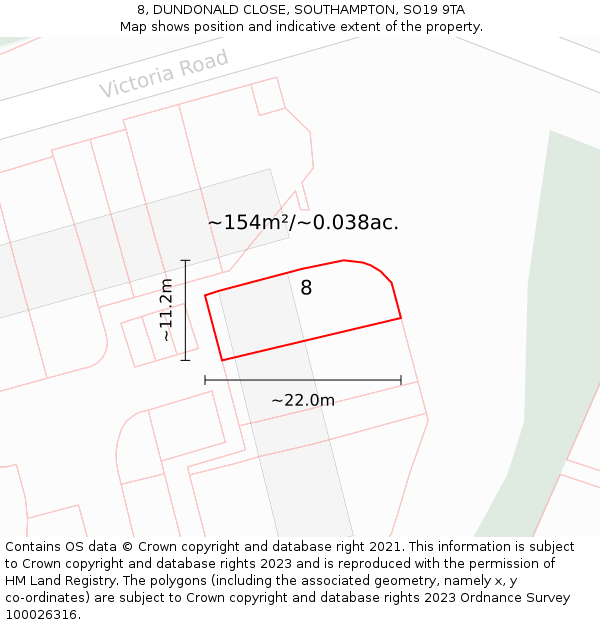 8, DUNDONALD CLOSE, SOUTHAMPTON, SO19 9TA: Plot and title map