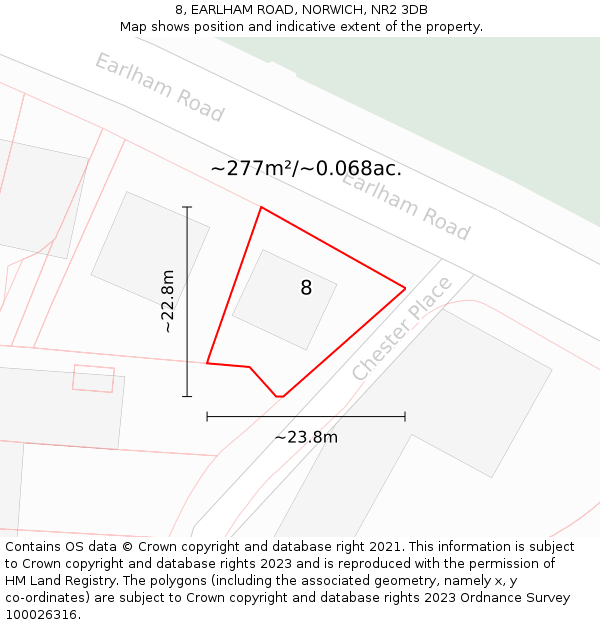 8, EARLHAM ROAD, NORWICH, NR2 3DB: Plot and title map