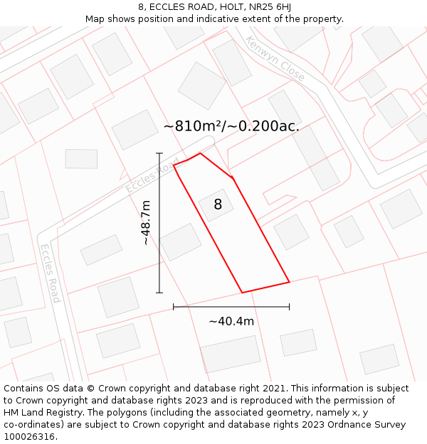 8, ECCLES ROAD, HOLT, NR25 6HJ: Plot and title map