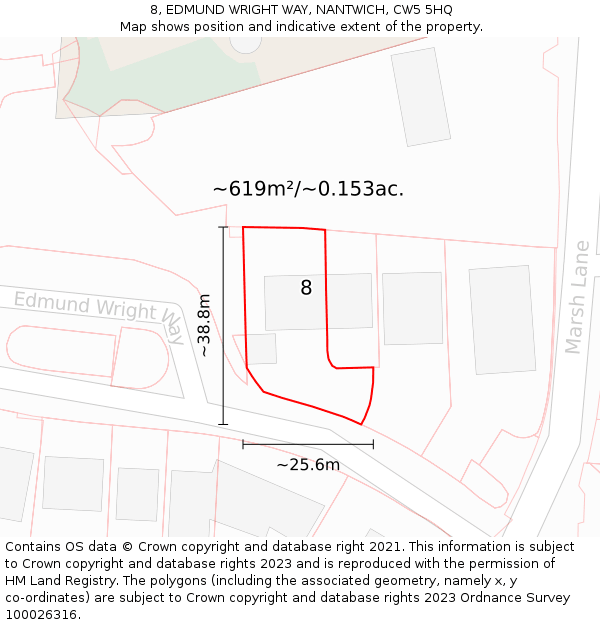 8, EDMUND WRIGHT WAY, NANTWICH, CW5 5HQ: Plot and title map