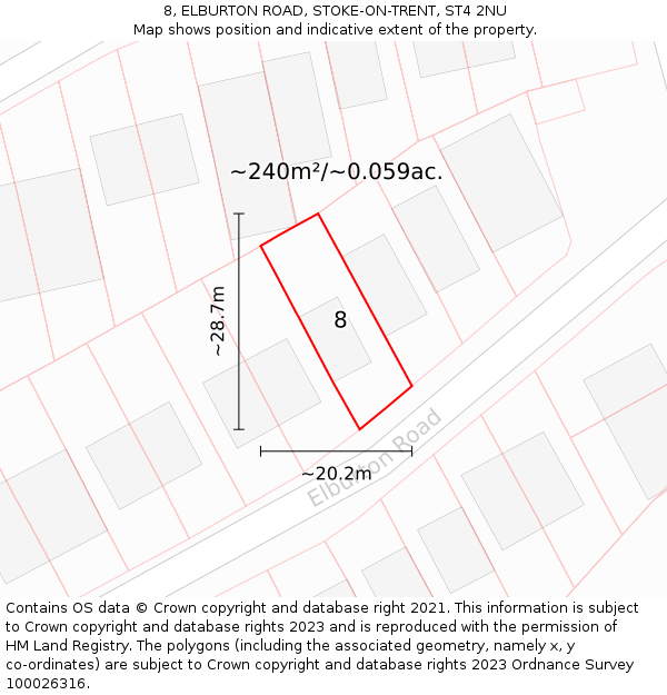 8, ELBURTON ROAD, STOKE-ON-TRENT, ST4 2NU: Plot and title map