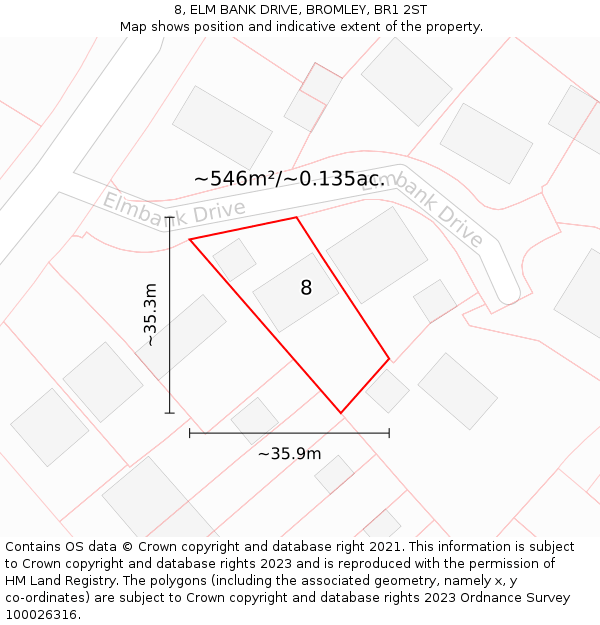8, ELM BANK DRIVE, BROMLEY, BR1 2ST: Plot and title map