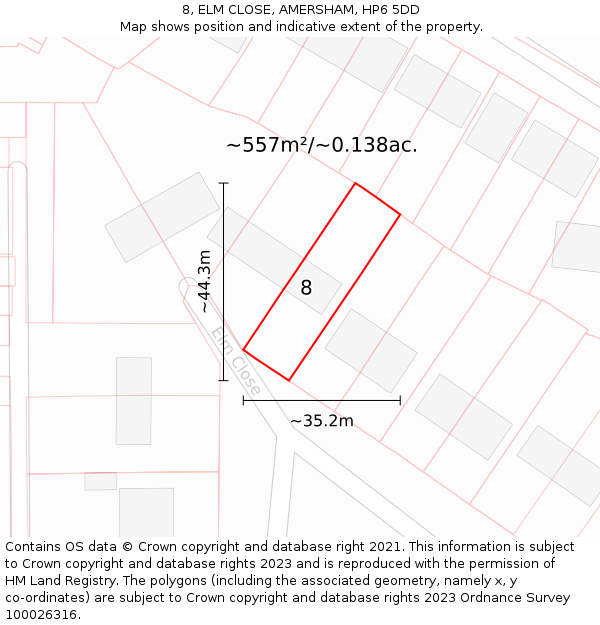 8, ELM CLOSE, AMERSHAM, HP6 5DD: Plot and title map