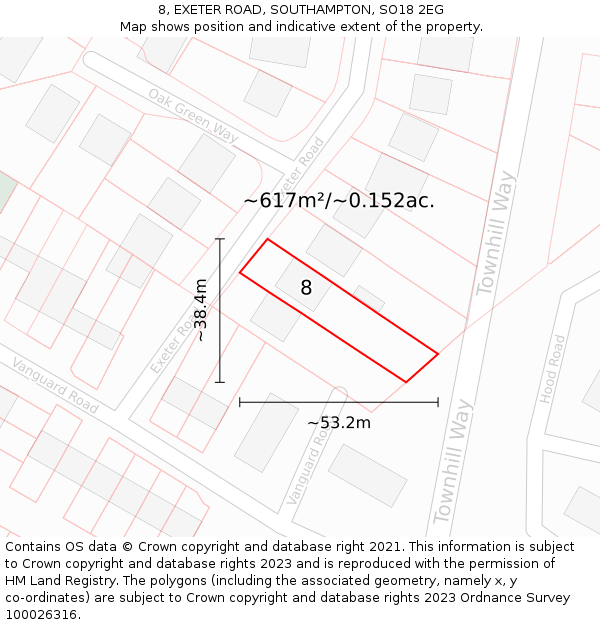 8, EXETER ROAD, SOUTHAMPTON, SO18 2EG: Plot and title map