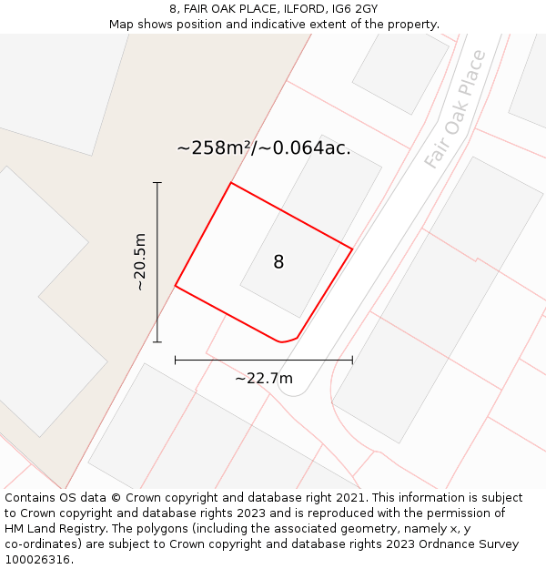 8, FAIR OAK PLACE, ILFORD, IG6 2GY: Plot and title map