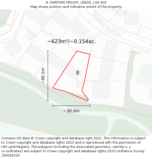 8, FAIRFORD MOUNT, LEEDS, LS6 4QY: Plot and title map